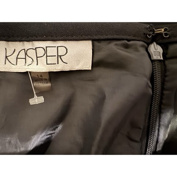 Kasper Midi Maxi Skirt 16 Black Lined Stretch Polyester Career Suit Coordinate - Picture 6 of 9